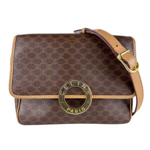 Celine Shoulder Bag Brown Macadam Coated Canvas